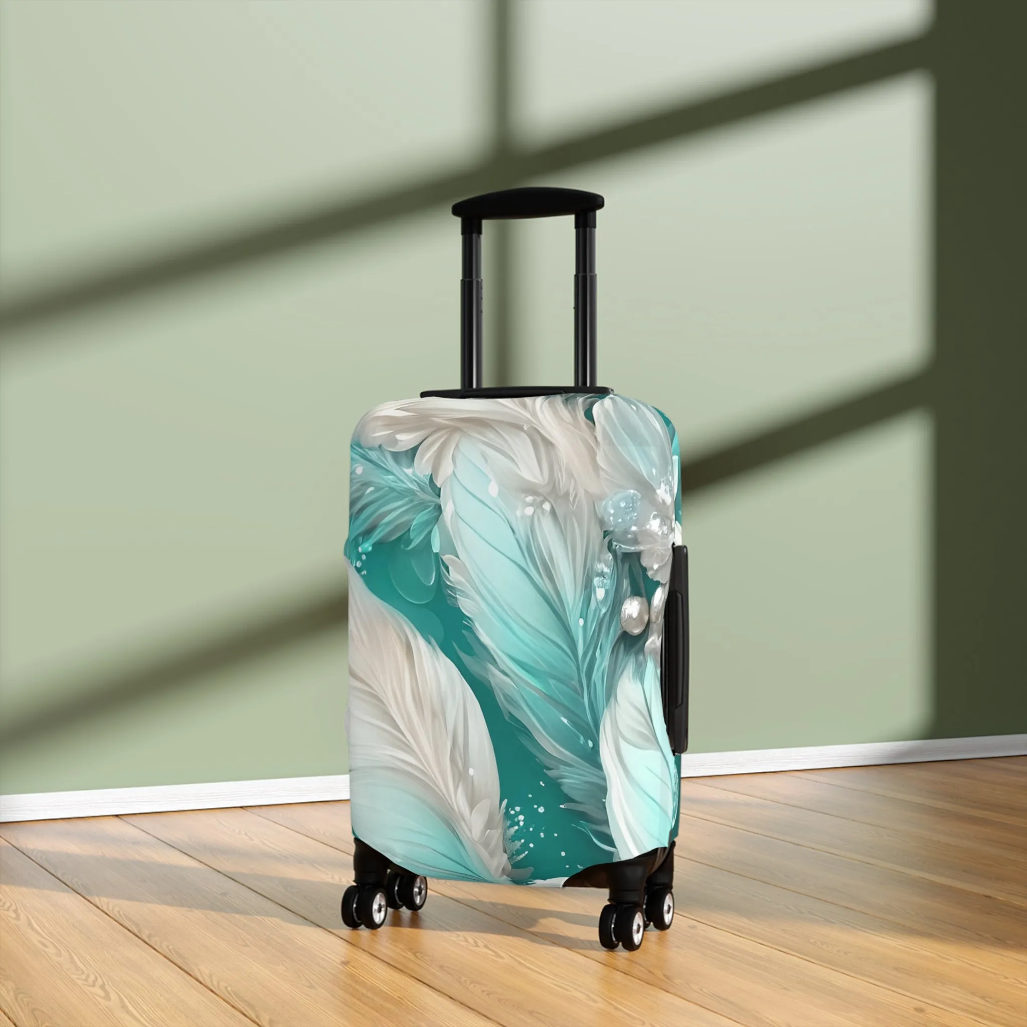 Luggage Cover, Turquoise Floral-3