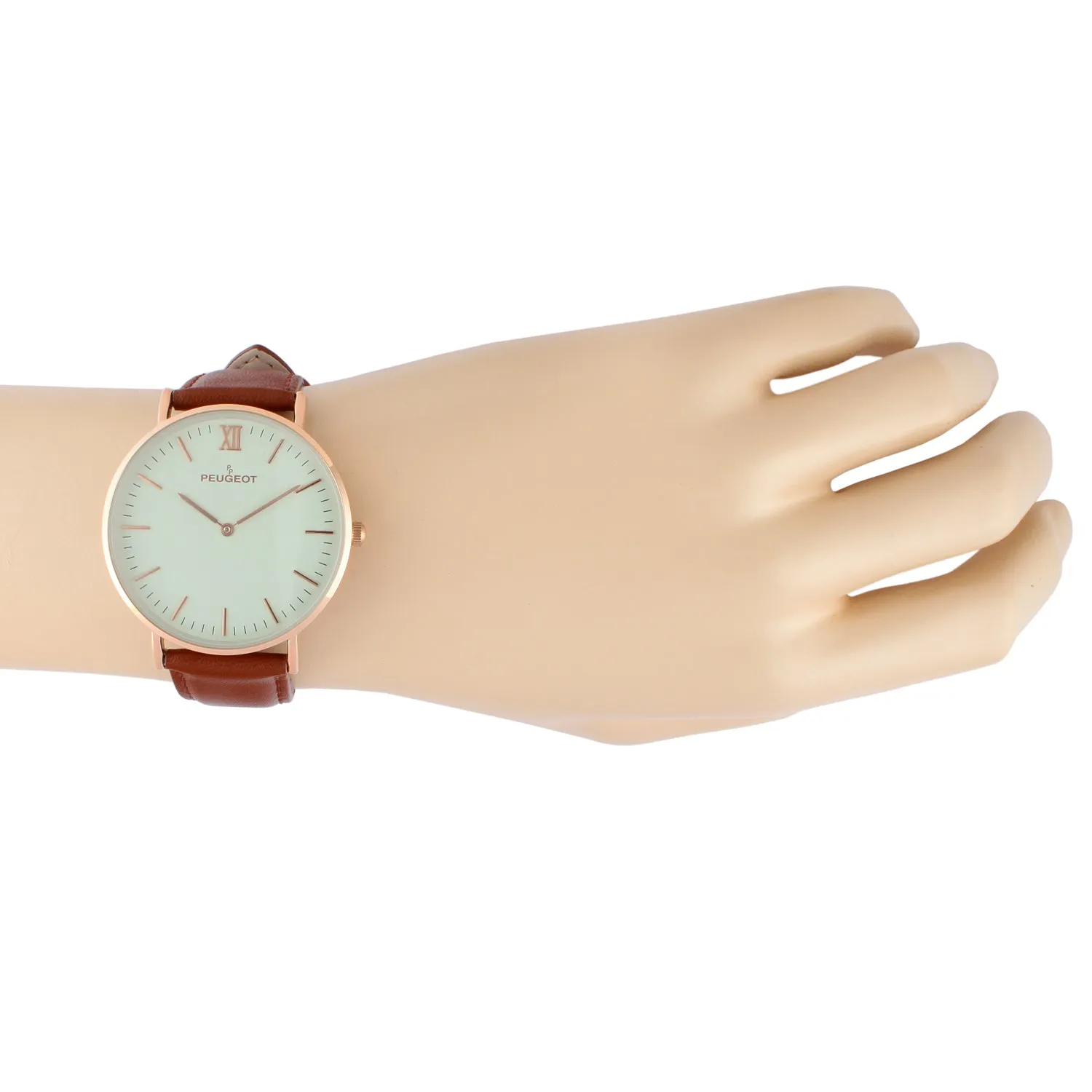 Men's 40mm Cream Dial Super Slim Leather Strap Watch