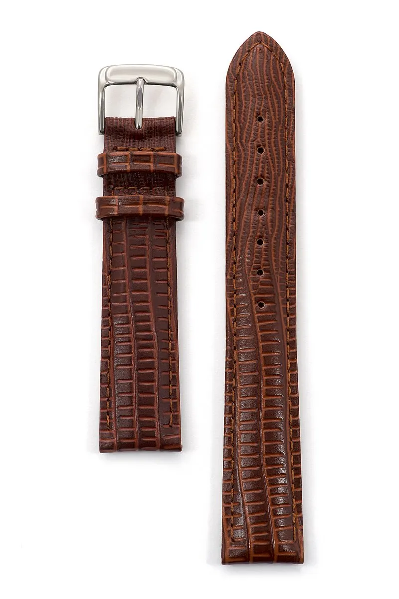 Men's Padded Gator Lizard Leather Band in Black and Brown