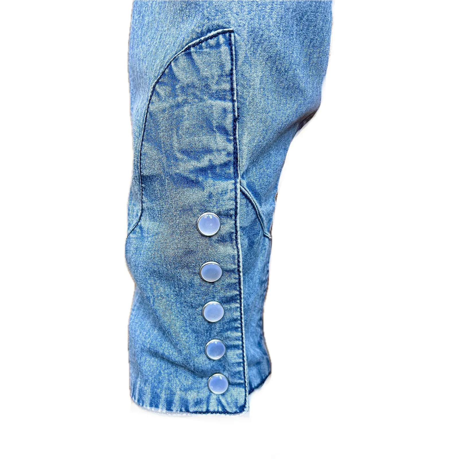 Men's Vintage 2-Tone Denim & Steer Skull Embroidery Western Shirt