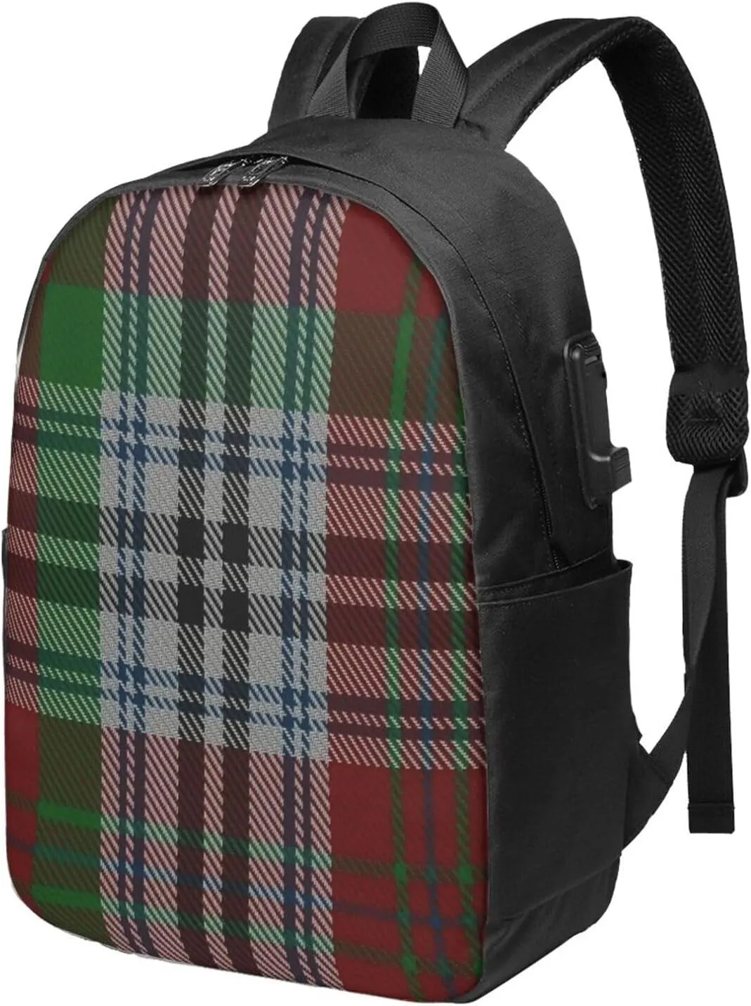 Metcalf Clan Family Tartan Usb Travel Laptop Backpack  Durable Polyester Backbag With Charging Port & Headphone Jack