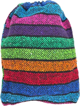 Needzo Mini Baja Drawstring Backpack, Woven Mexican Cinch String Bag, Boho Hippie Fashion Bags for Women, Style May Vary, 14 x 10 Inches