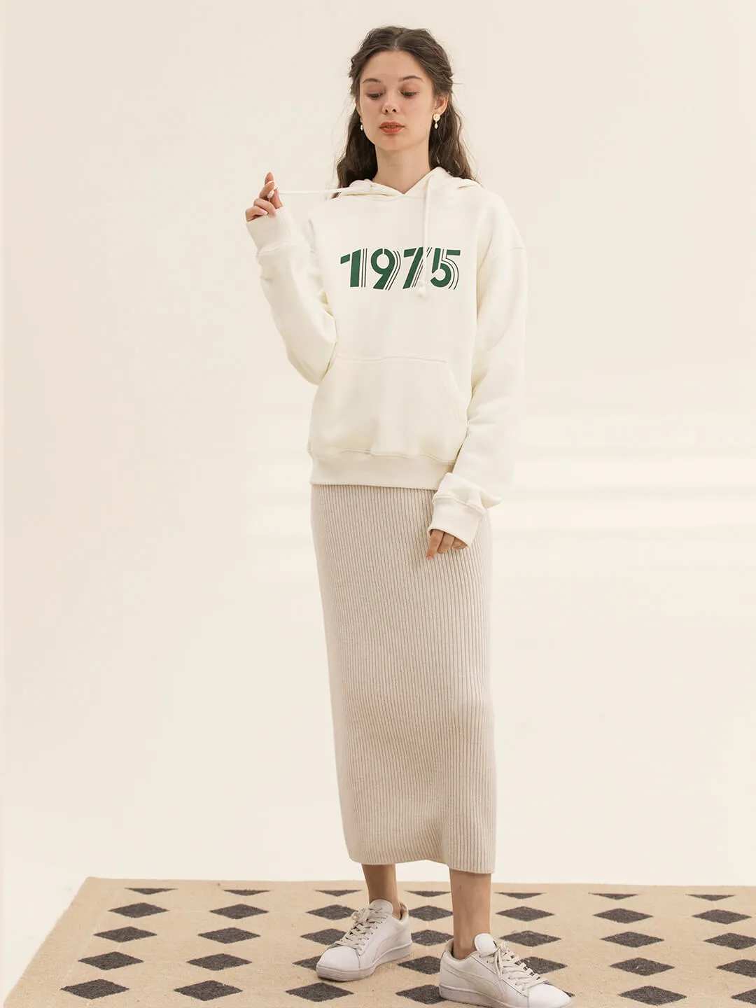 Nicole Numbers Printed Fleece Hoodie