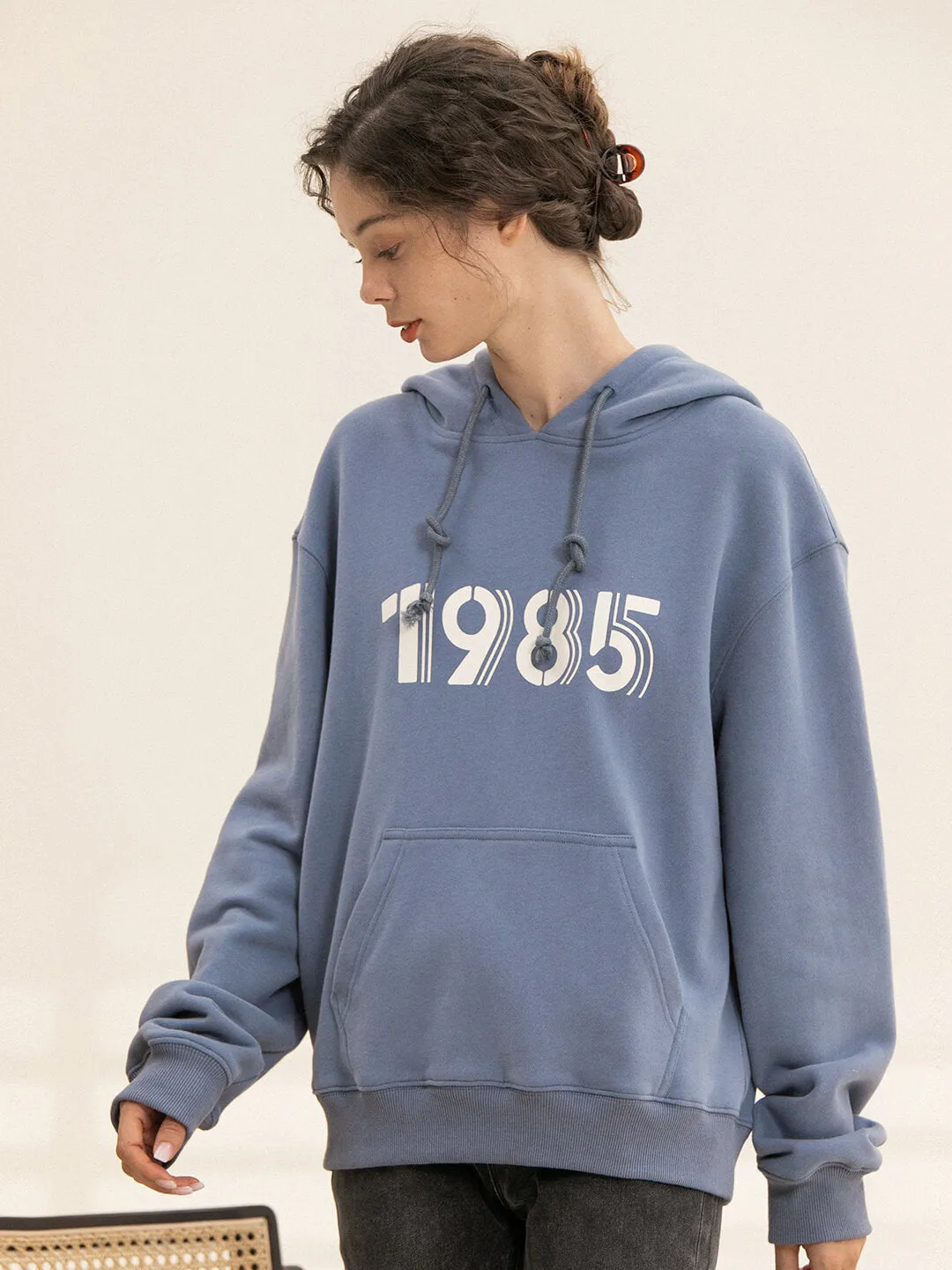 Nicole Numbers Printed Fleece Hoodie