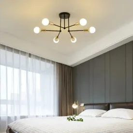 Nordic Creative Iron Ceiling Lamp 6 Head 8 Head Iron Pole Bedroom Lamp Rental Room Economy Simple Ceiling Living Room Lamp