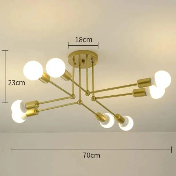 Nordic Creative Iron Ceiling Lamp 6 Head 8 Head Iron Pole Bedroom Lamp Rental Room Economy Simple Ceiling Living Room Lamp