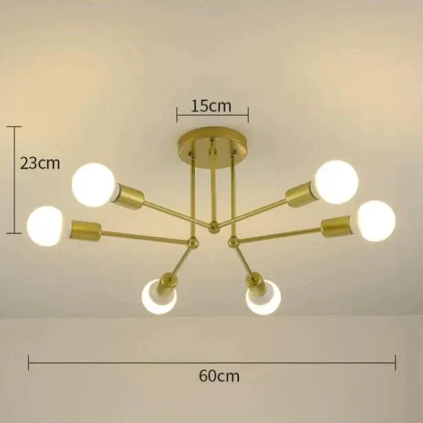 Nordic Creative Iron Ceiling Lamp 6 Head 8 Head Iron Pole Bedroom Lamp Rental Room Economy Simple Ceiling Living Room Lamp