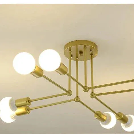 Nordic Creative Iron Ceiling Lamp 6 Head 8 Head Iron Pole Bedroom Lamp Rental Room Economy Simple Ceiling Living Room Lamp