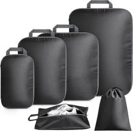 Packing Cubes for Travel, 6 Set Lightweight Compression Travel Bags - Luggage Suitcase Organizer, Expandable Packing Cubes Organizer for Carry on Suitcases, Black