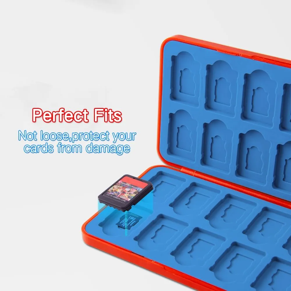 PERFECTSIGHT Switch Game Case, Red Switch Game Holder for Nintendo Switch Cartridge Case with 24 Game Card Slots & Micro SD Card Slots