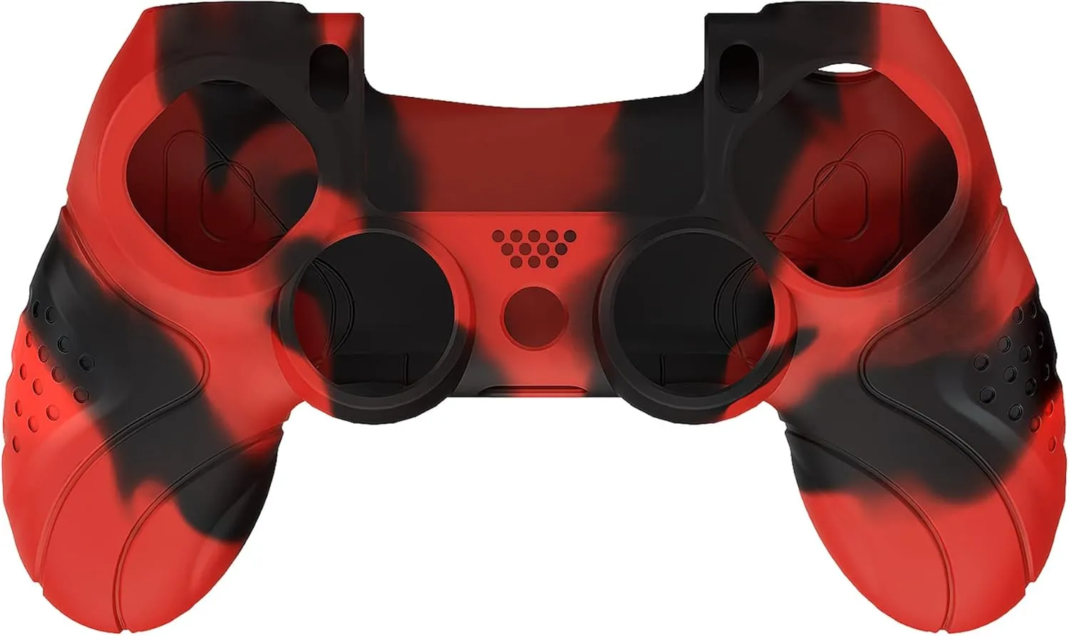 PlayVital Guardian Edition Red & Black Ergonomic Soft Anti-Slip Controller Silicone Case Cover for ps4, Rubber Protector Skin with Joystick Caps for ps4 Slim/Pro Controller