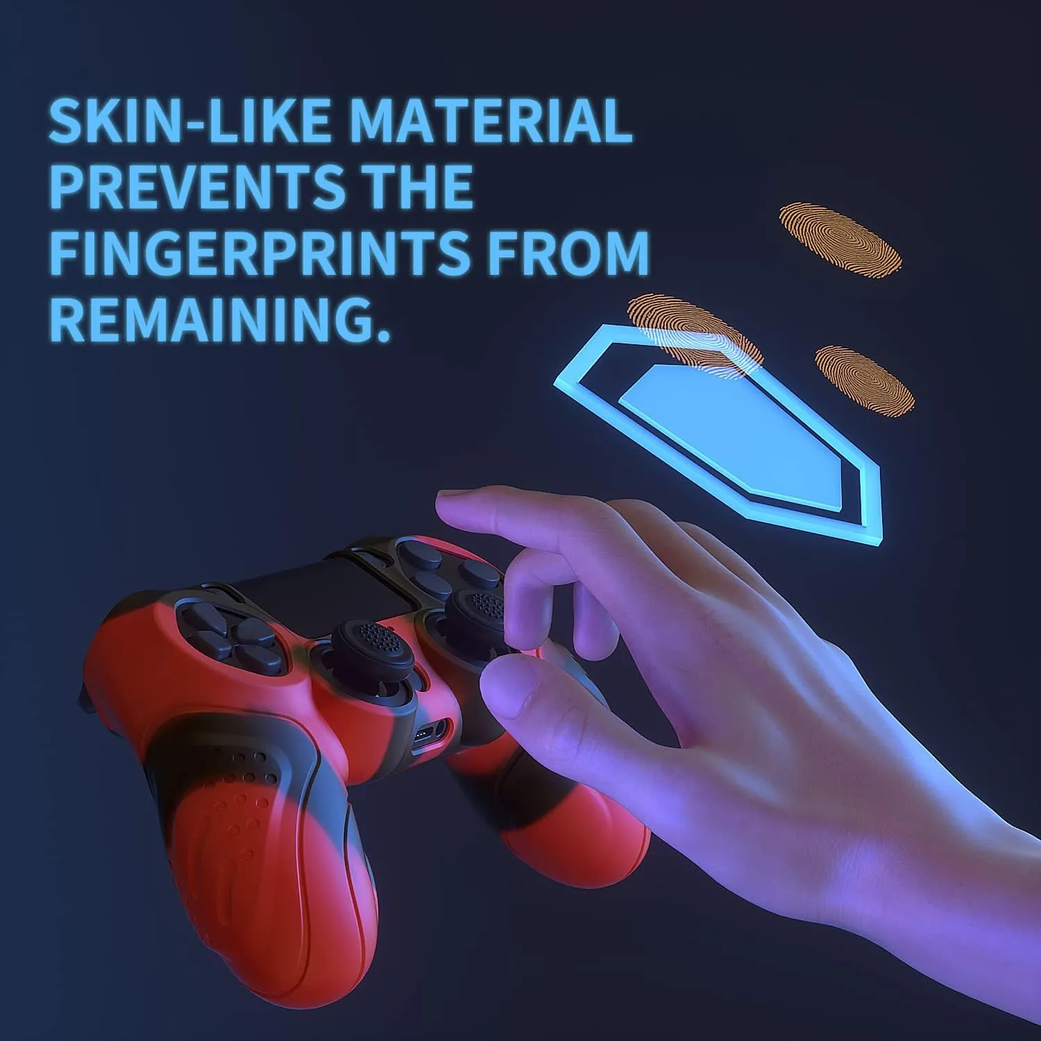 PlayVital Guardian Edition Red & Black Ergonomic Soft Anti-Slip Controller Silicone Case Cover for ps4, Rubber Protector Skin with Joystick Caps for ps4 Slim/Pro Controller