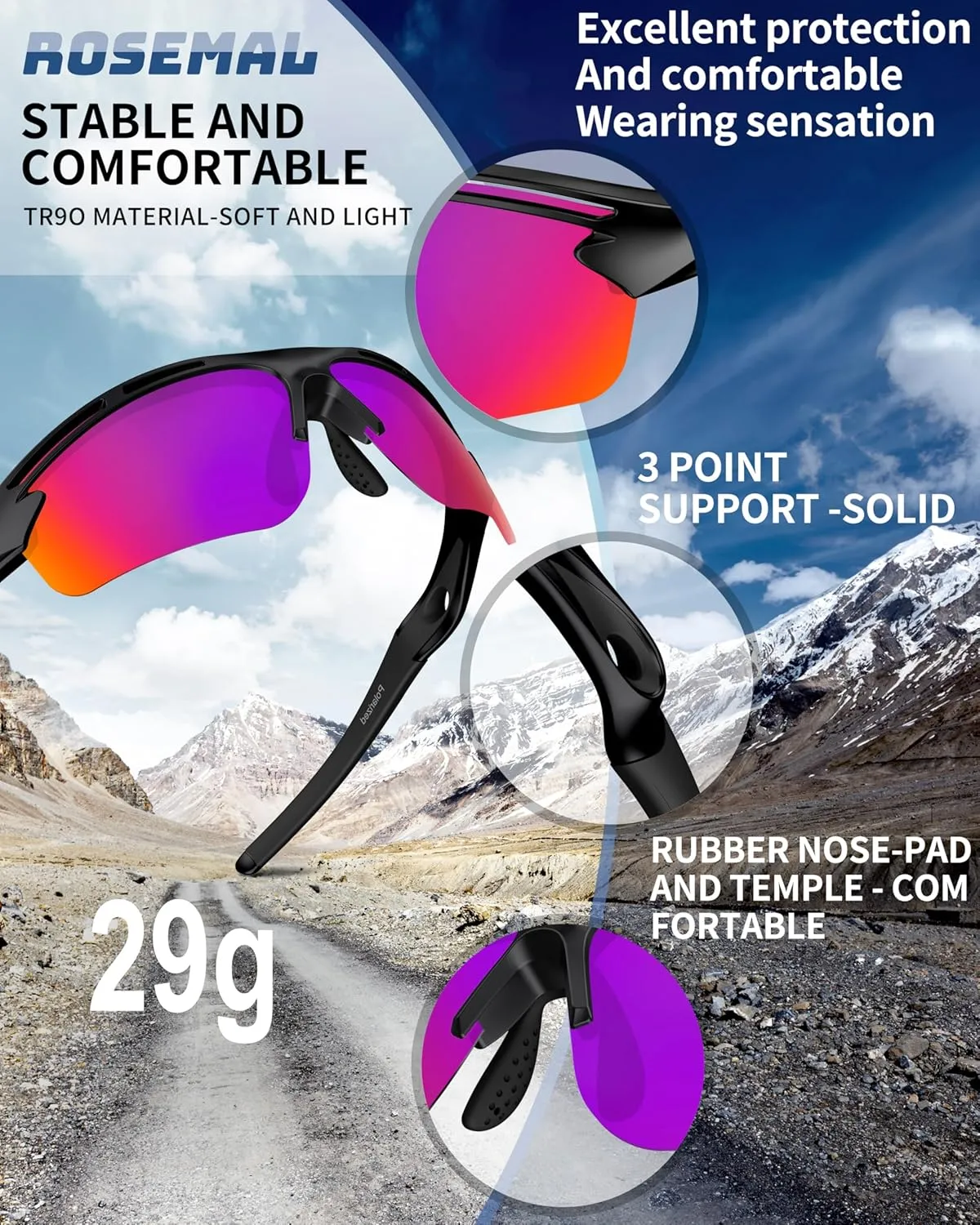 Polarized Sports Sunglasses for Men Women Youth Baseball Running Cycling Driving Fishing Tennis Golf Motor TAC UV400 TR90