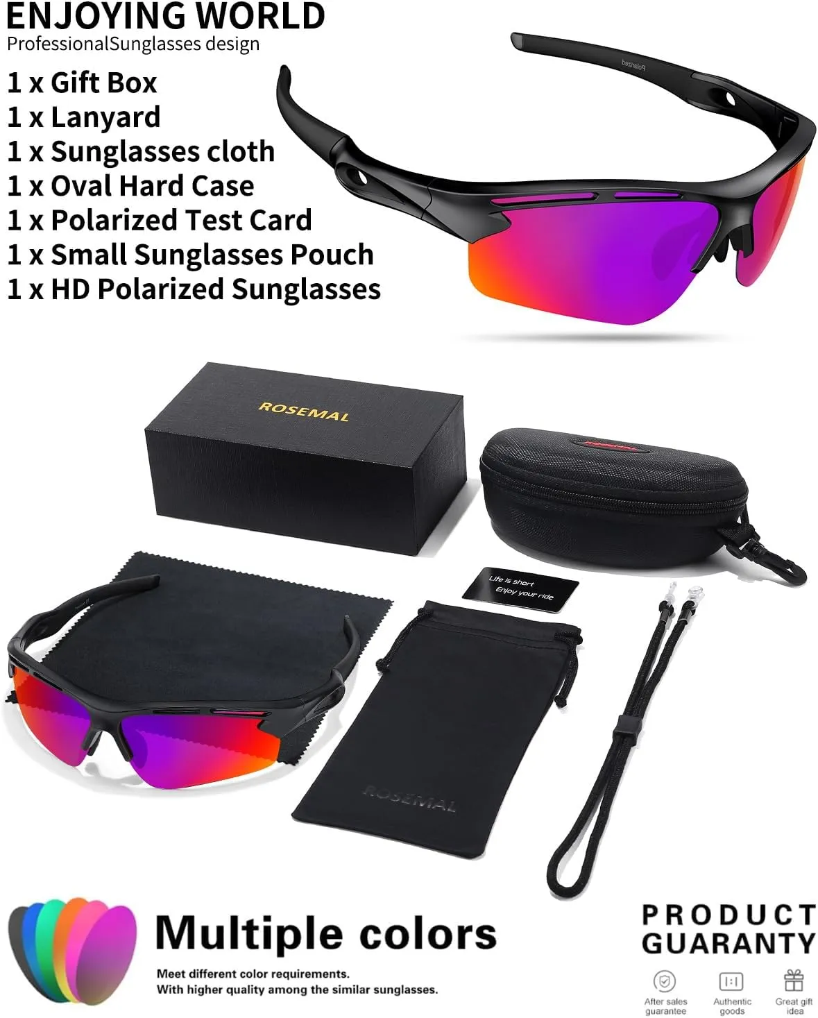 Polarized Sports Sunglasses for Men Women Youth Baseball Running Cycling Driving Fishing Tennis Golf Motor TAC UV400 TR90