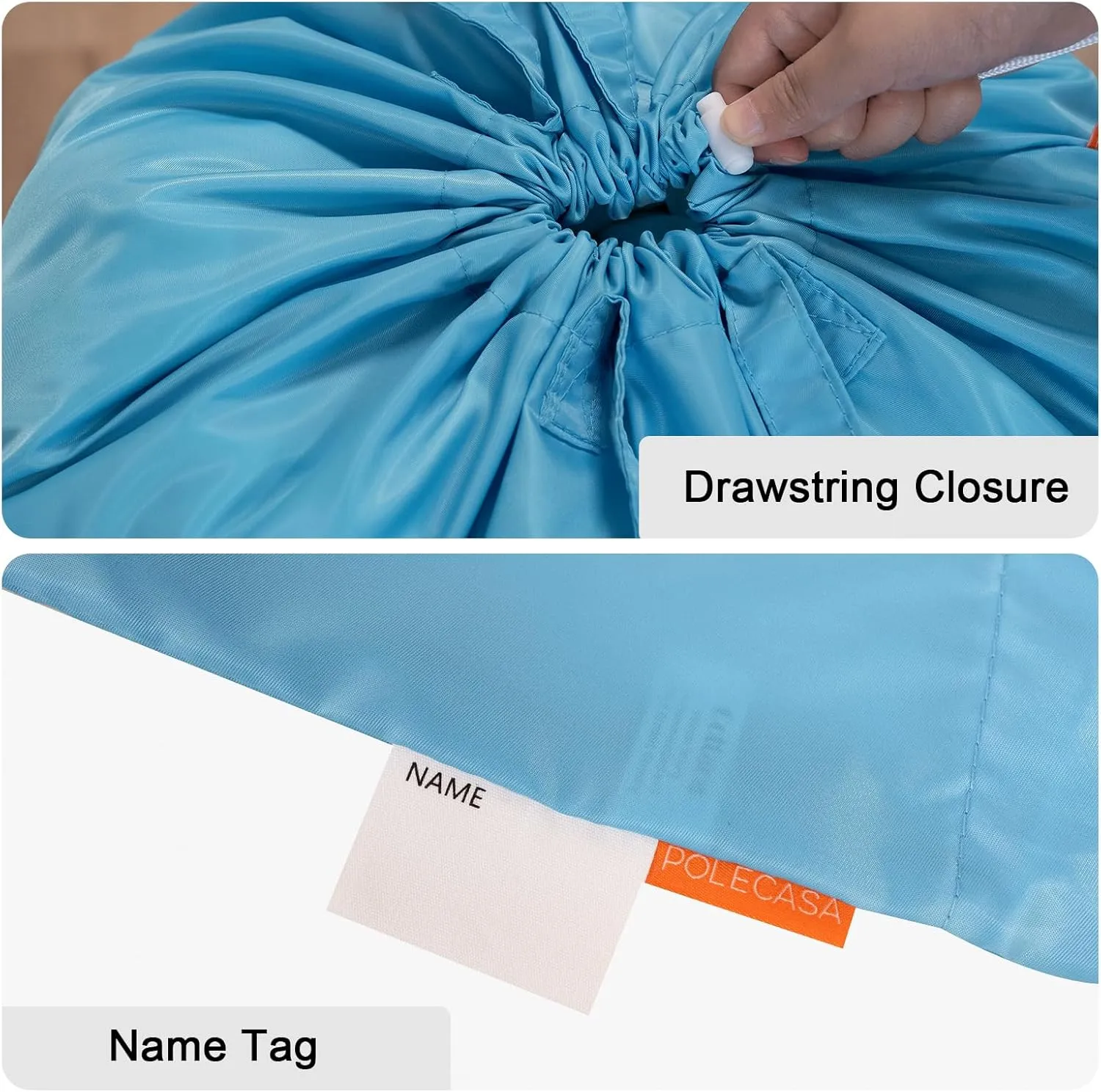 Polecasa Small Heavy Duty Laundry Bag with 130gsm Tear Resistant Fabric and Handles, Easy to Carry Durable Dirty Clothes Drawstring Bag, Perfect for College Dorm, Travel 21x24,Gulf Blue