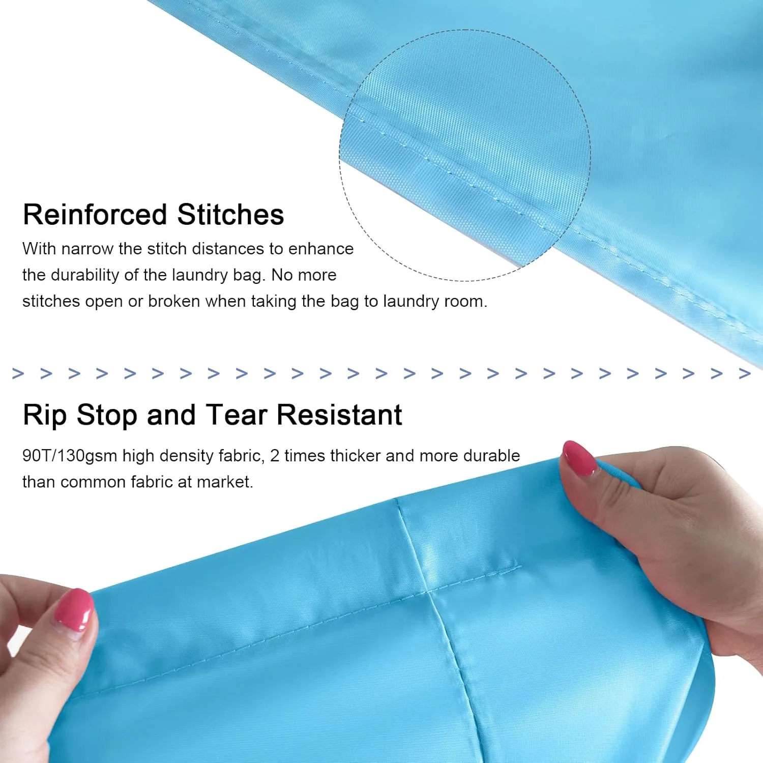 Polecasa Small Heavy Duty Laundry Bag with 130gsm Tear Resistant Fabric and Handles, Easy to Carry Durable Dirty Clothes Drawstring Bag, Perfect for College Dorm, Travel 21x24,Gulf Blue