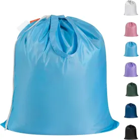 Polecasa Small Heavy Duty Laundry Bag with 130gsm Tear Resistant Fabric and Handles, Easy to Carry Durable Dirty Clothes Drawstring Bag, Perfect for College Dorm, Travel 21x24,Gulf Blue