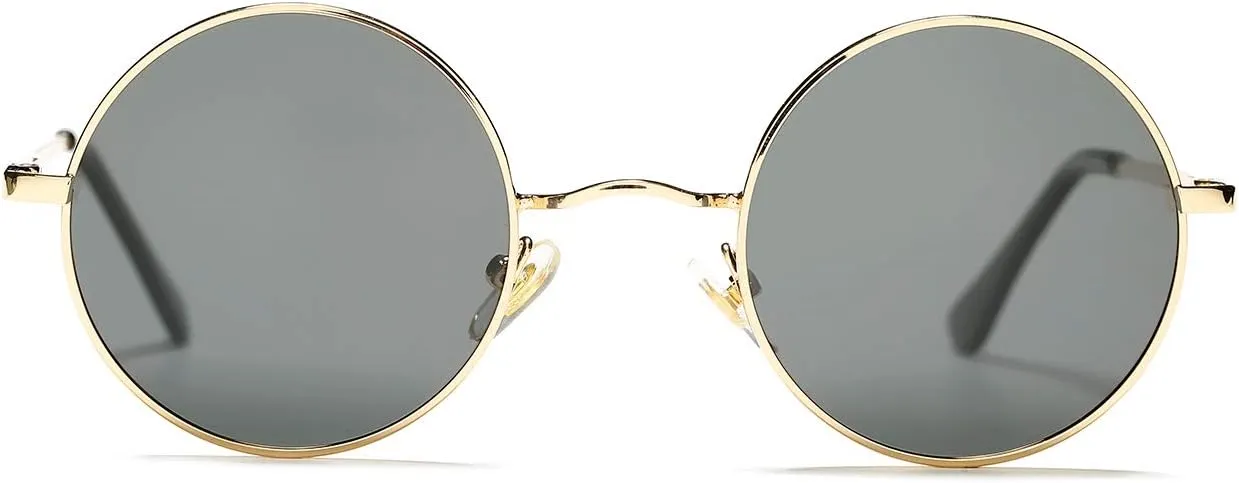 PORADAY Classic Circle Glasses Retro Round Polarized Sunglasses Hippie Style Small Rounded Sun Shades