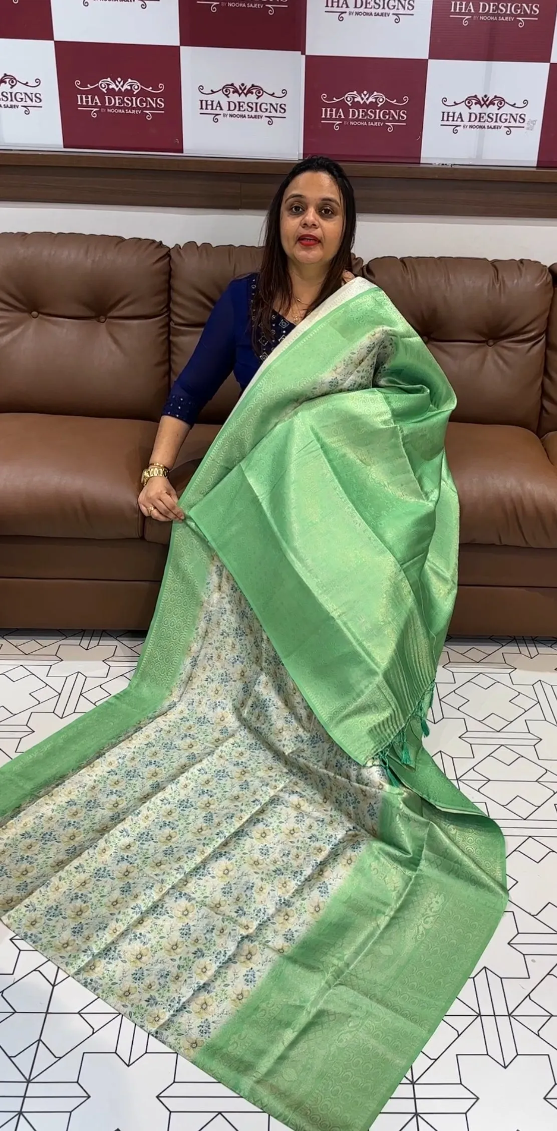 PRINTED BANARASI SAREE - IHA 14685