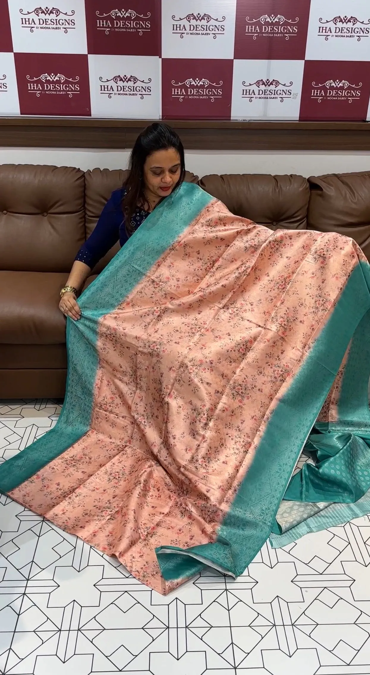 PRINTED BANARASI SAREE - IHA 14685