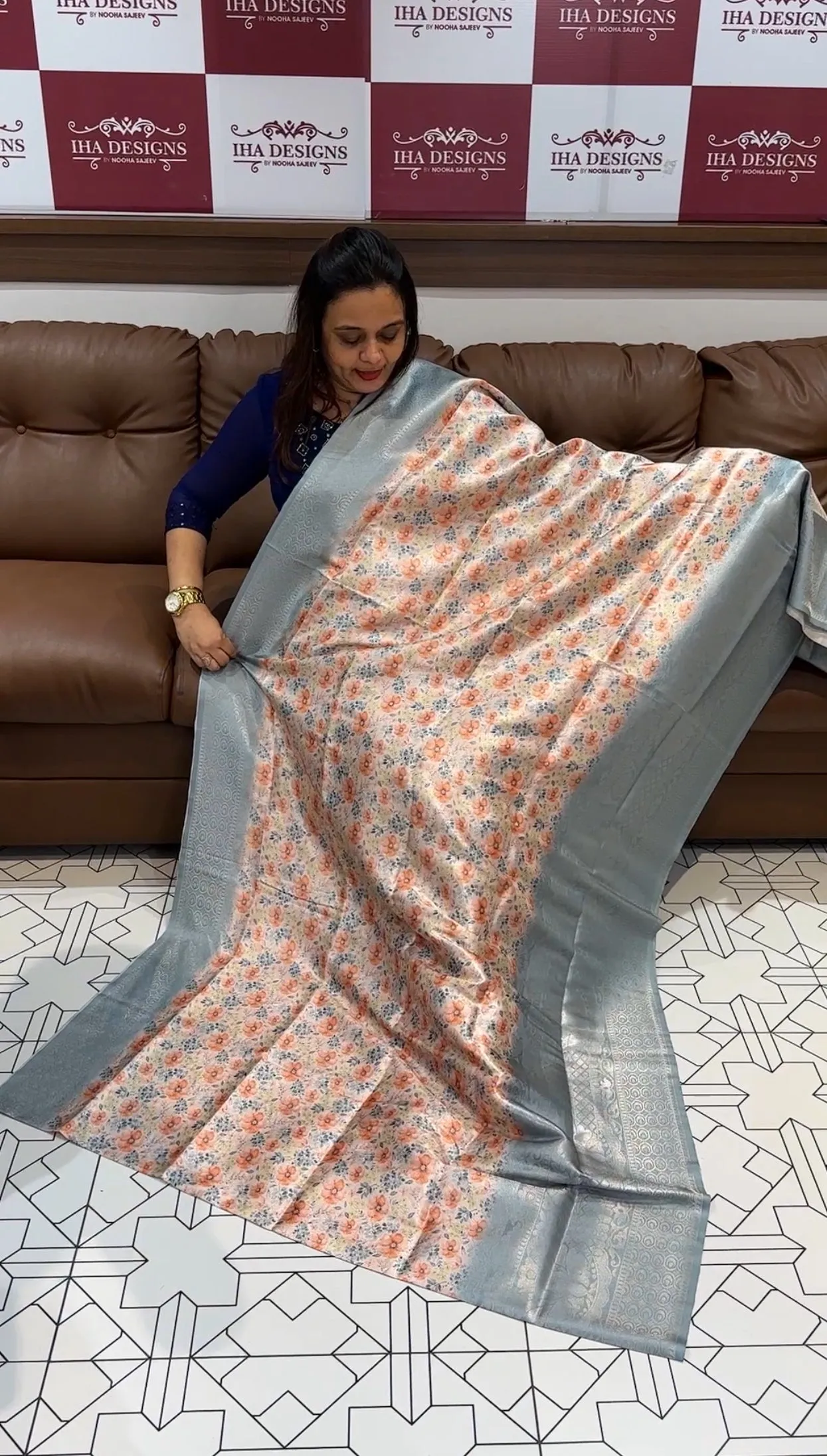 PRINTED BANARASI SAREE - IHA 14685