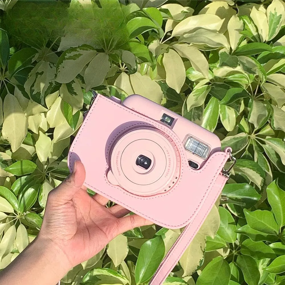 PU Camera Case for Popoto Instant Cameras - Solid Color Protective Bag with Premium Hardware, 181g - Rose Pink/Morandi Green/Cream White/Lavender Purple (Cream White)