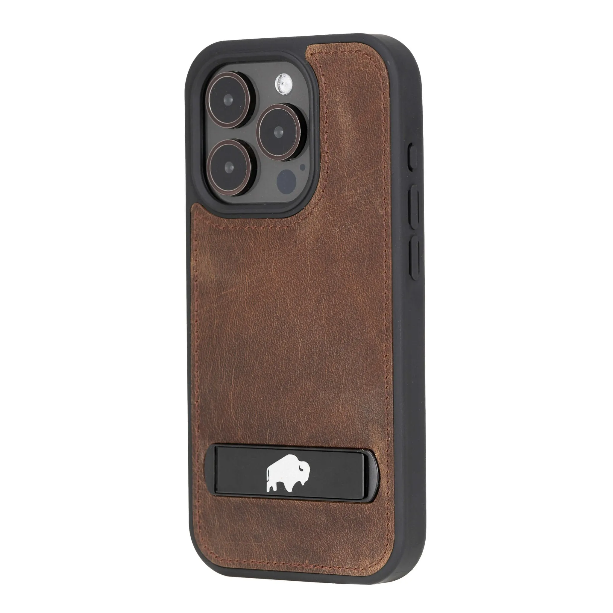 Reed iPhone 15 PRO Snap-On with Stand Case, Distressed Coffee