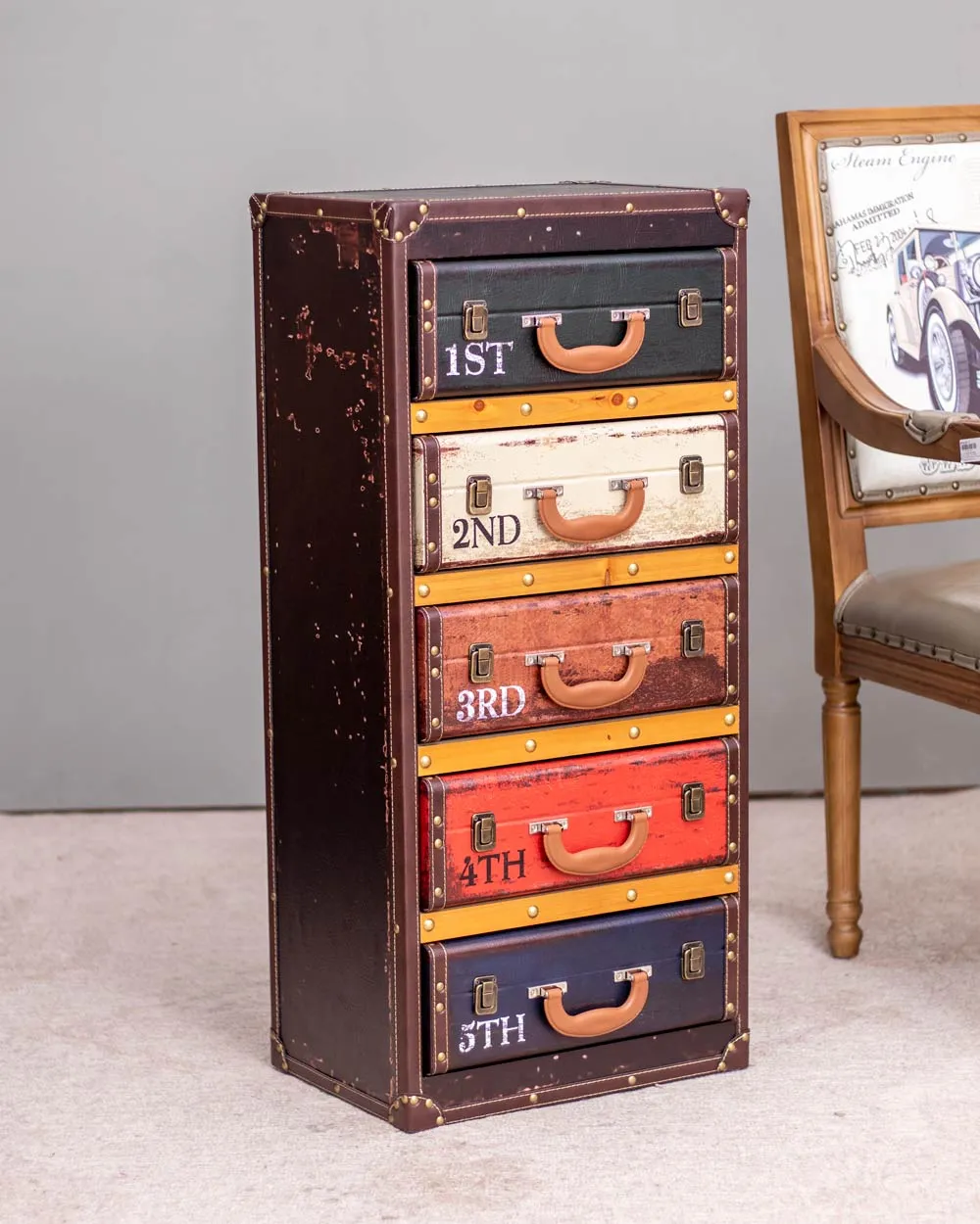 'Retro Nostalgia' 5-Drawer Side Table
