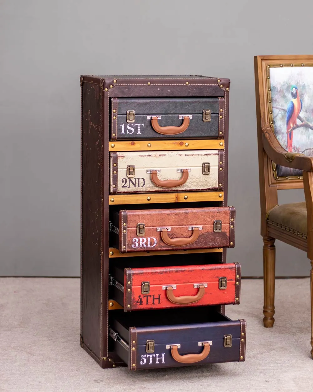 'Retro Nostalgia' 5-Drawer Side Table