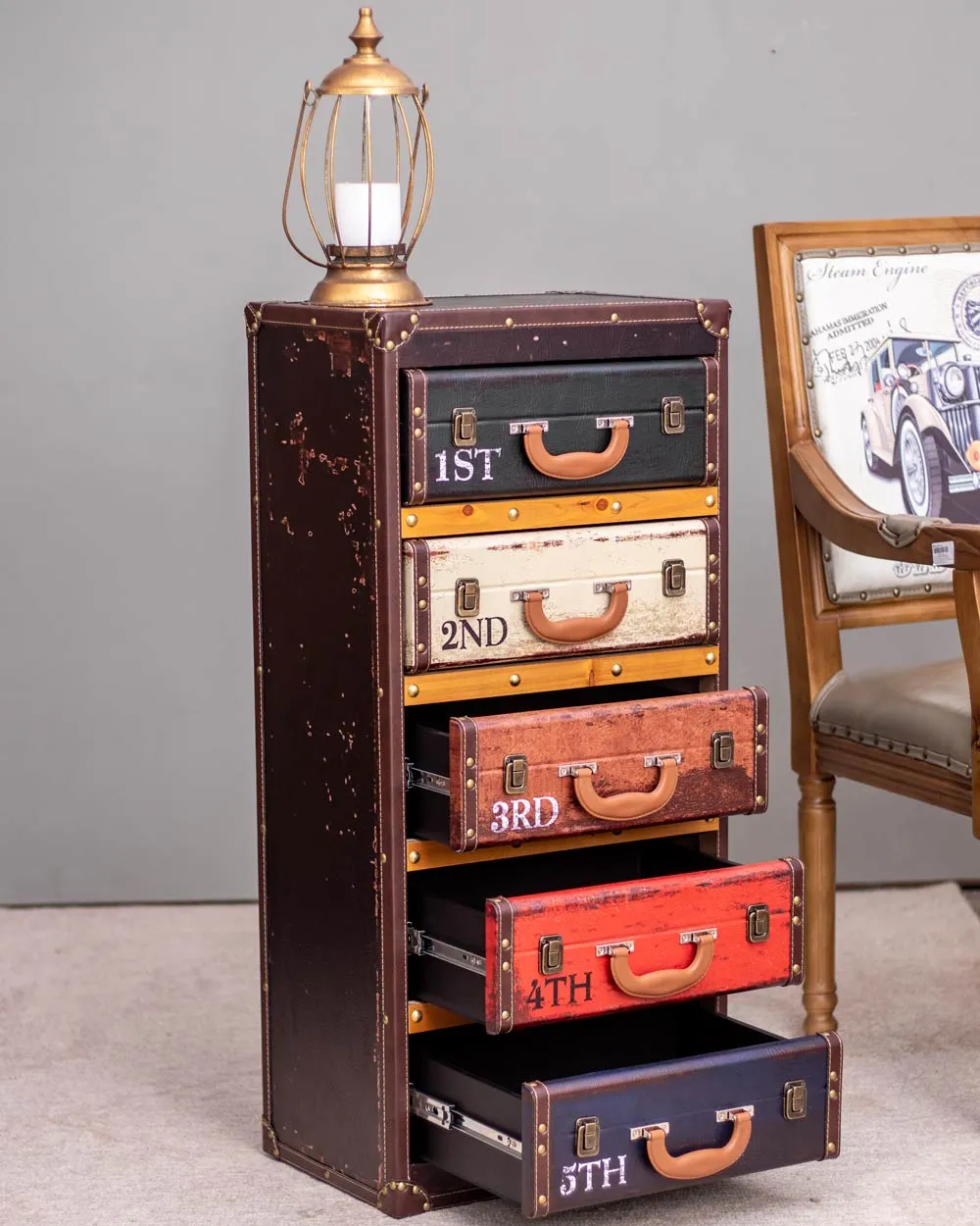 'Retro Nostalgia' 5-Drawer Side Table