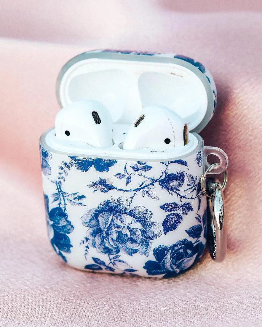 Rose to Fame | Blue & White Rose Floral AirPods Case