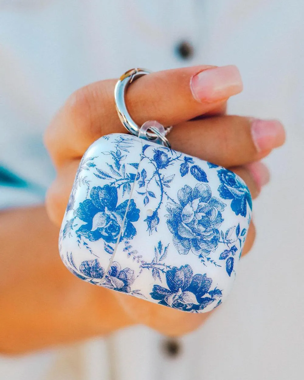 Rose to Fame | Blue & White Rose Floral AirPods Case