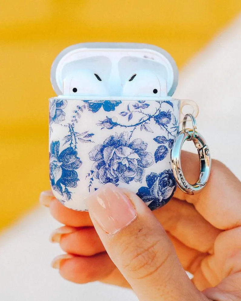 Rose to Fame | Blue & White Rose Floral AirPods Case