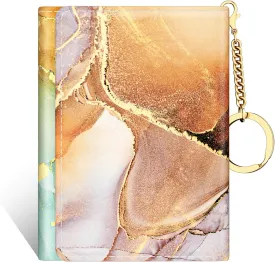 Rouidr Womens Wallet, Small Slim RFID Card Wallets for Women, Trifold Leather Clutch Card Organizer, Cute Front Pocket Purse with 7 Slots & ID Window & Keychain, Abstraction Marble
