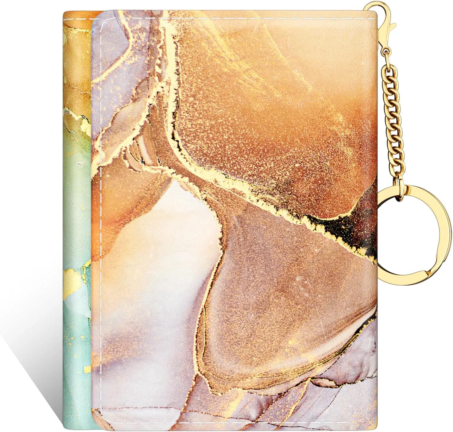 Rouidr Womens Wallet, Small Slim RFID Card Wallets for Women, Trifold Leather Clutch Card Organizer, Cute Front Pocket Purse with 7 Slots & ID Window & Keychain, Abstraction Marble