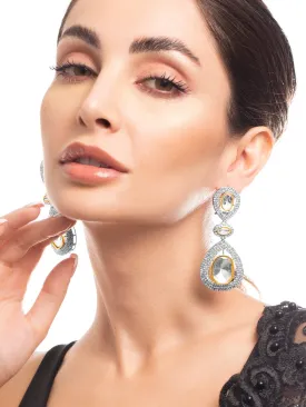 Rubans Dual Tone Polki Drop Earrings With Elegant Design.
