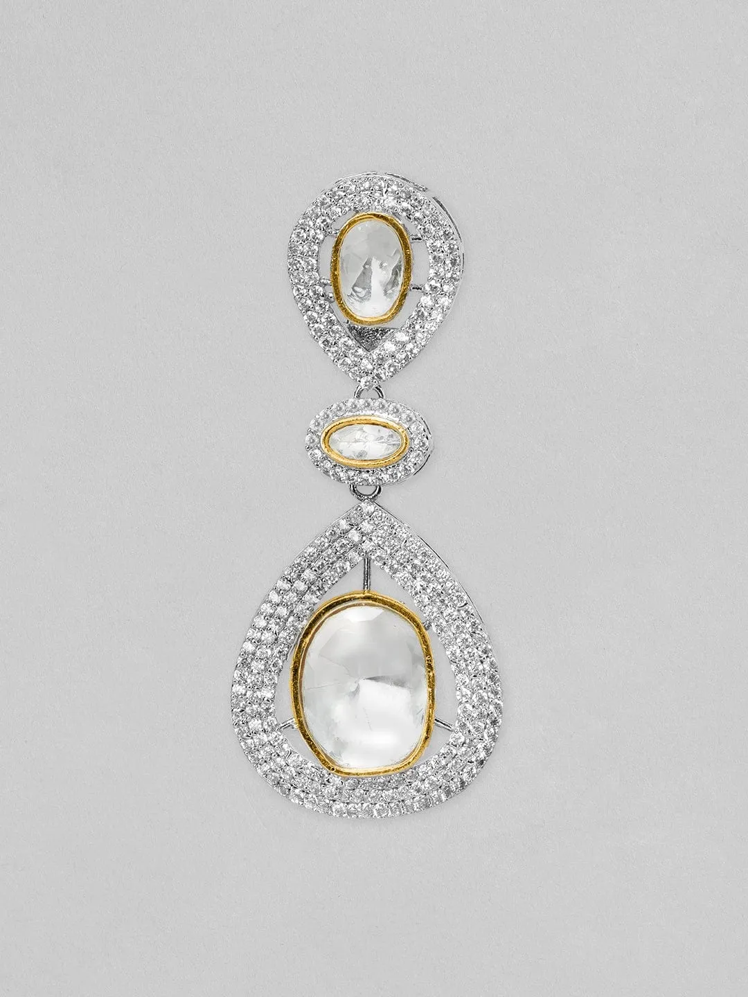 Rubans Dual Tone Polki Drop Earrings With Elegant Design.