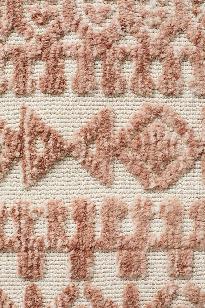 Rustic Casual Tribal Design Becca Rug - Peach/Ivory