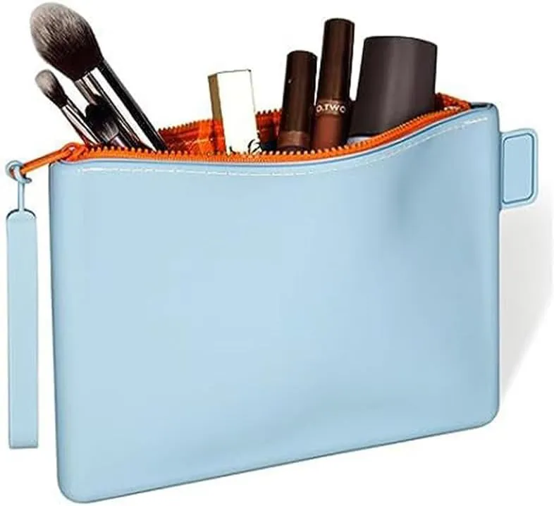 Silicone Small Makeup Bag Pouch for Purse, Small Cosmetic Travel Bag Zipper Pouch Waterproof Mini Coin Purse Portable Makeup Storage Bag Travel Toiletry Organizers Bag for Women Girls