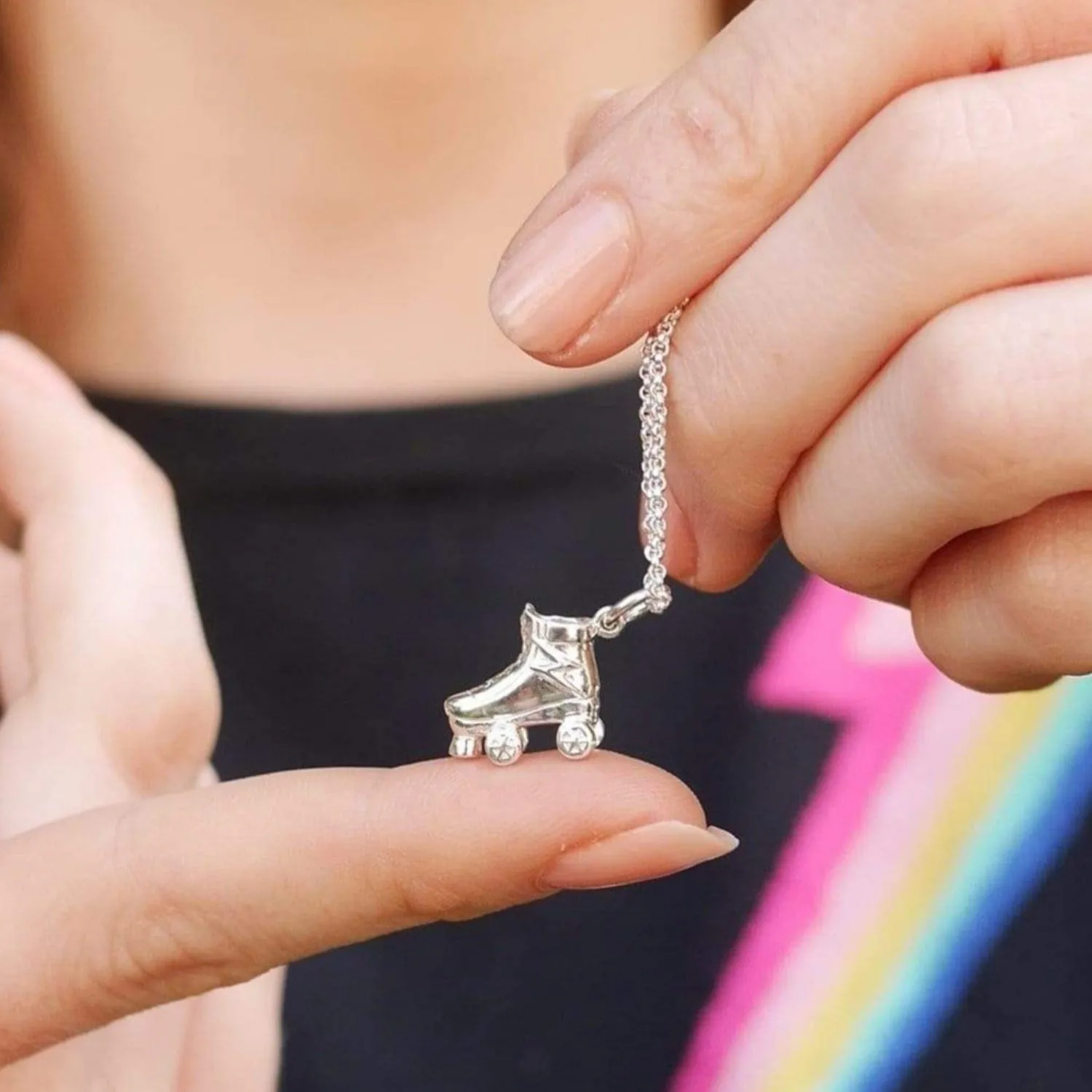 Silver Roller Skate Necklace