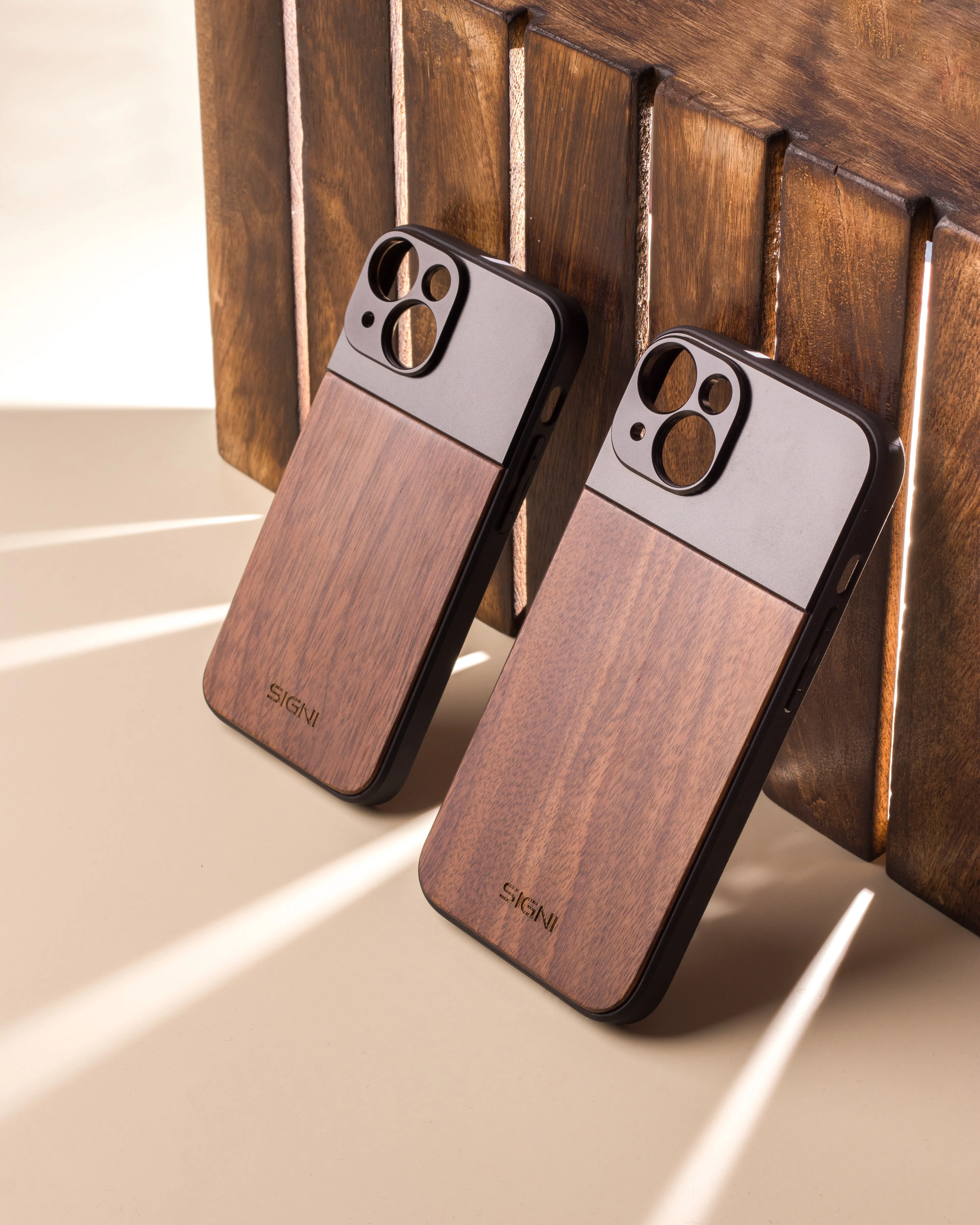 Premium SKYVIK SIGNI Wooden Mobile Lens Case for iPhone 13 - Stylish, Durable, and Protective Design