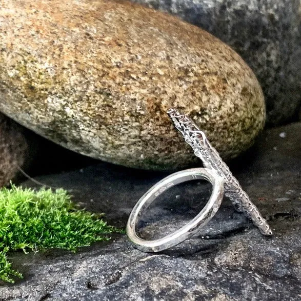 Sterling silver, corrugated ring. UK size I