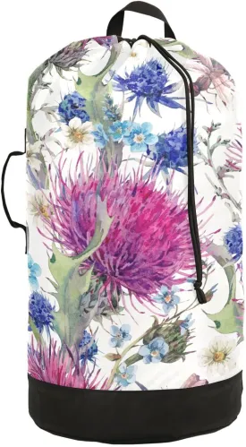 susiyo Meadow Floral Wild Flowers Laundry Bag with Shoulder Straps Large Drawstring Laundry Bag for Dorm Apartment