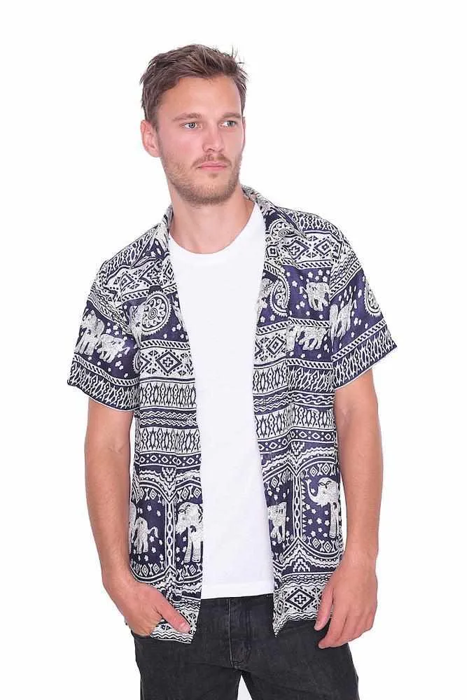 Teal Hawaiian Elephant Printed Shirt