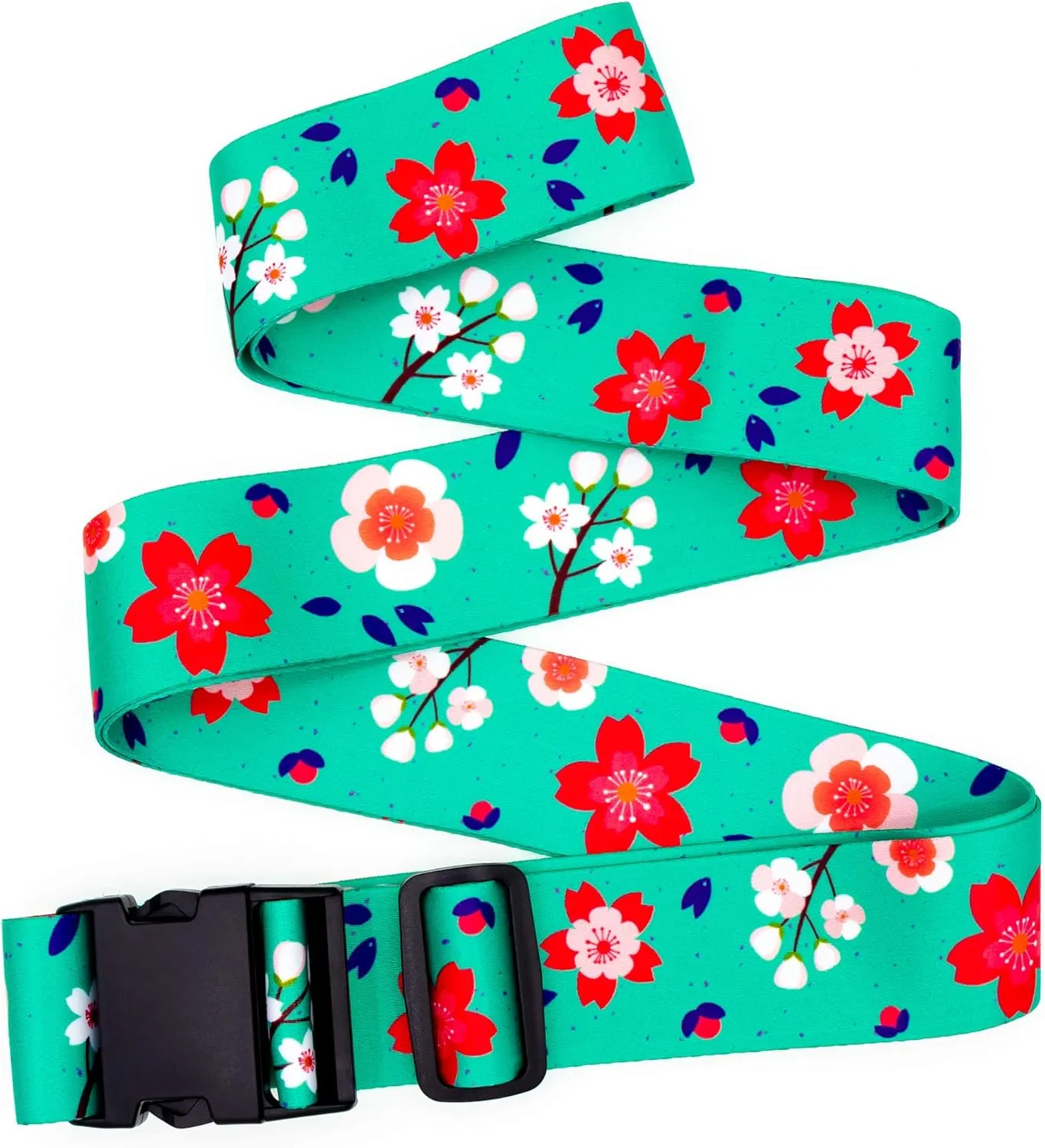 Teeoff Luggage Straps Suitcase Belts Travel Bag Accessories Adjustable 220CM (Sakura Mint - 2 Pack)