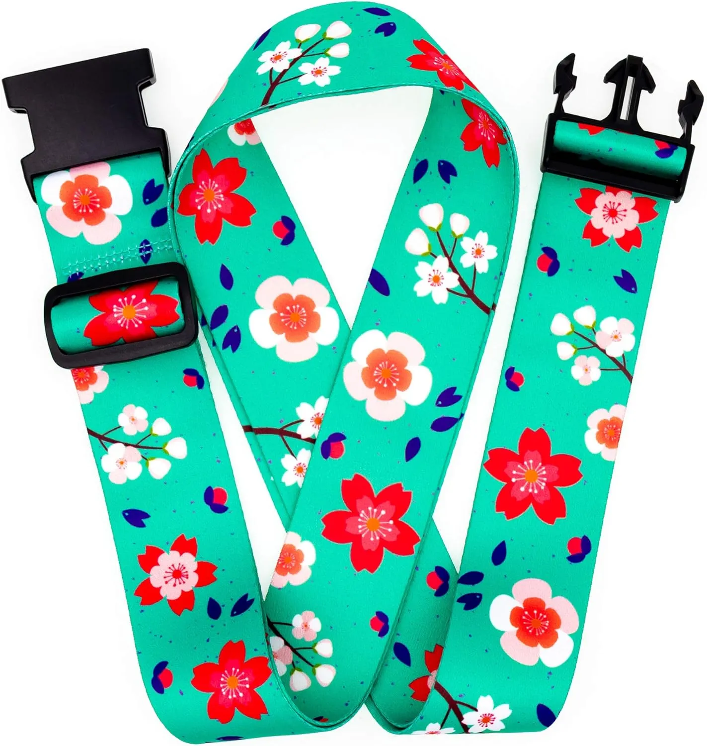Teeoff Luggage Straps Suitcase Belts Travel Bag Accessories Adjustable 220CM (Sakura Mint - 2 Pack)