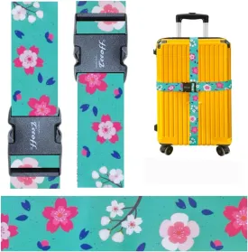 Teeoff Luggage Straps Suitcase Belts Travel Bag Accessories Adjustable 220CM (Sakura Mint - 2 Pack)