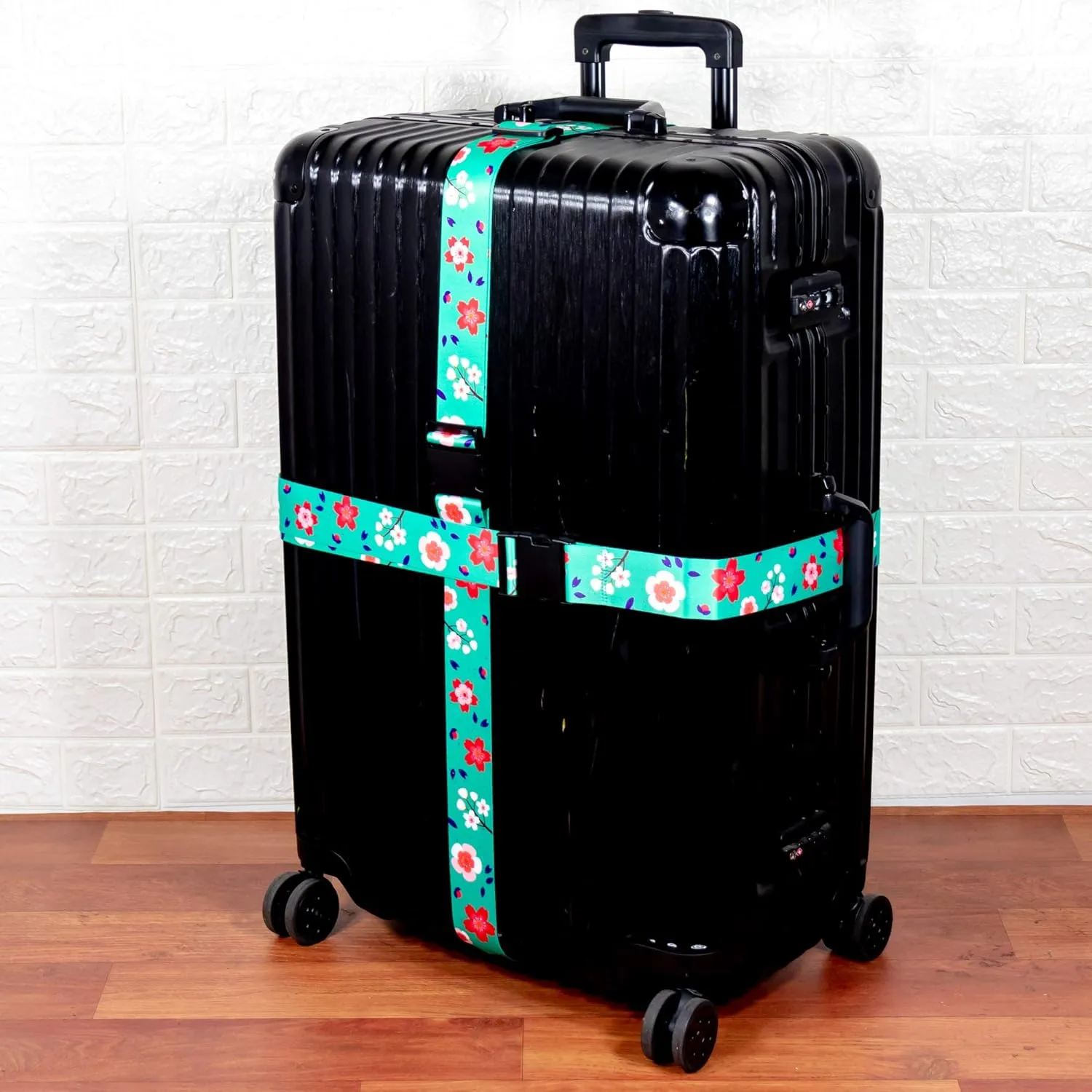 Teeoff Luggage Straps Suitcase Belts Travel Bag Accessories Adjustable 220CM (Sakura Mint - 2 Pack)