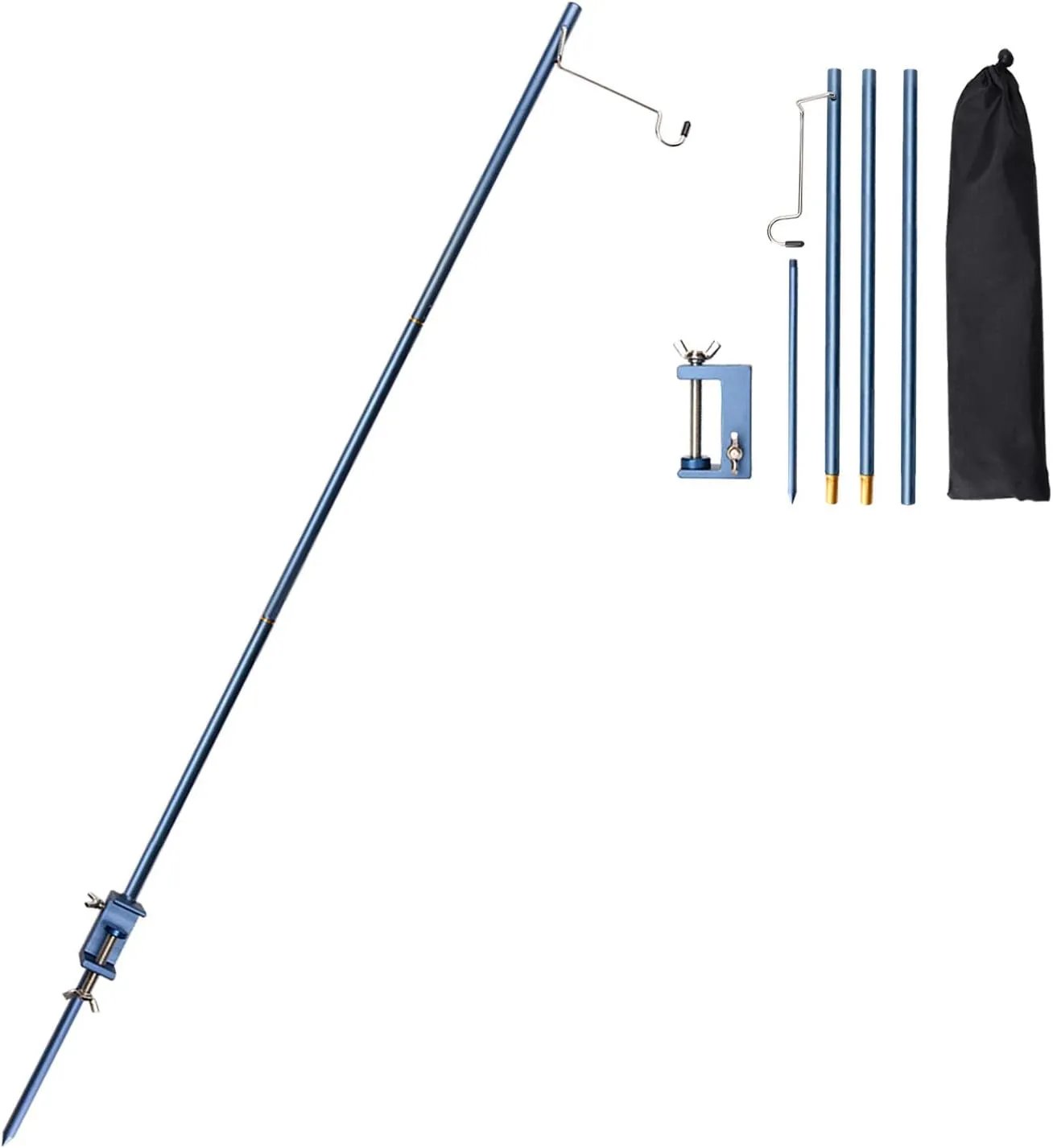 TOBWOLF Portable Camping Folding Lamp Pole, Lightweight Collapsible Aluminum Lantern Stand, Outdoor Lamp Post Hanging Light Holder Stick for Picnic, Hiking, Fishing, Backpacking, Garden BBQ