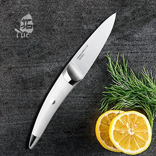 TUO Cutlery B&W Series 3.5 inch Paring Knife ,Japanese 440 Super Stainless Steel Sharp Blade,Perfect for Detailed Cutting and Peeling with ABS Well Balanced Handle